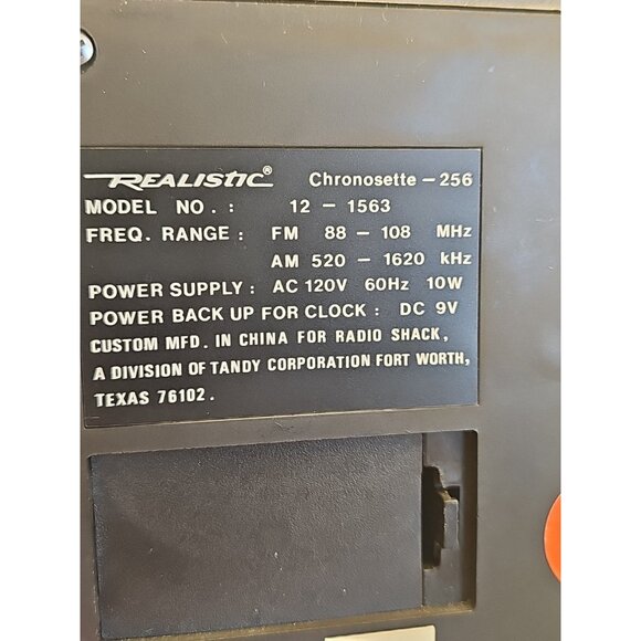 REALISTIC AM/FM Alarm Radio CASSETTE Vintage. Model: Chronosette-256. Works - Picture 11 of 11